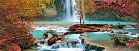 Make your picture more beautiful with these short facebook captions. Beautiful Colored Waterfall Facebook Cover - Nature