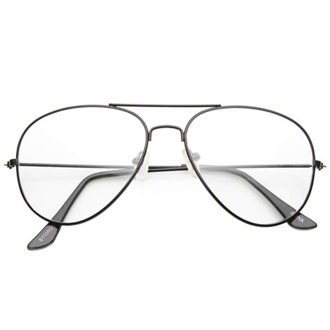 Retro Full Metal Aviator Sunglasses With Clear Lenses Glasses 9591