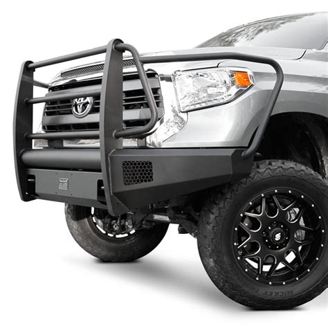 Without park assist sensor holes. Fab Fours® - Toyota Tundra 2012 Black Steel Elite Full Width Black Front Winch HD Bumper with ...