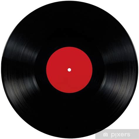 Poster Black Vinyl Lp Album Disc Isolated Long Play Disk Blank Red