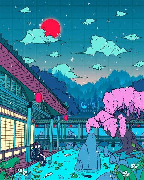 Digital Doodles By Seerlight In 2020 Vaporwave Art Anime Scenery