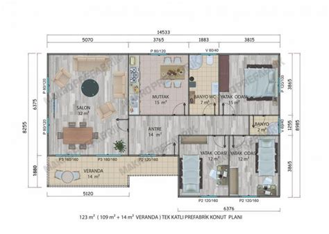 123 M² Tek Katlı Evler Ev zemin planları Ev planı Home fashion