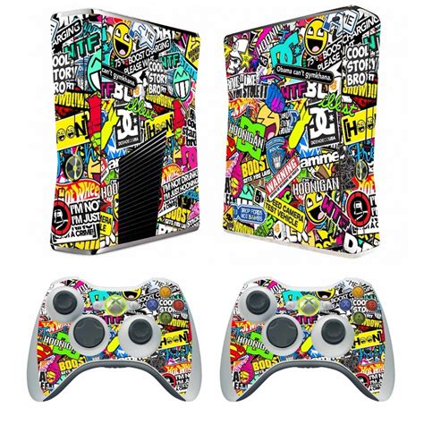 262 Bombing Vinyl Skin Sticker Protector For Microsoft Xbox 360 Slim And 2 Controller Skins