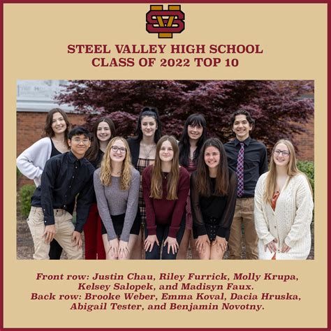 Introducing The Steel Valley Class Of 2022 Top 10 Students Steel