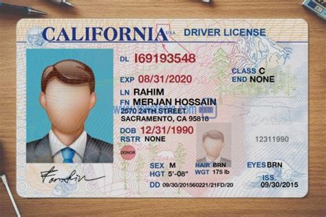 California Driver License Psd Templatehigh Quality Psd