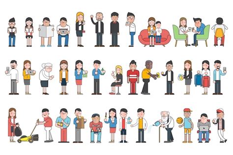 Collection Of Illustrated People In Various Daily Situations Vector Free Download