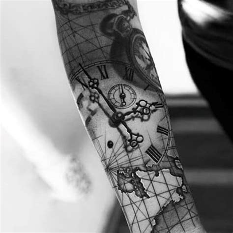 Clock tattoo design on full sleeve tattoo designs tattoo pictures. 80 Clock Tattoo Designs For Men - Timeless Ink Ideas