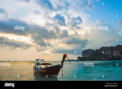 Long Tail Boat Tropical Beach Krabi Thailand Stock Photo Alamy