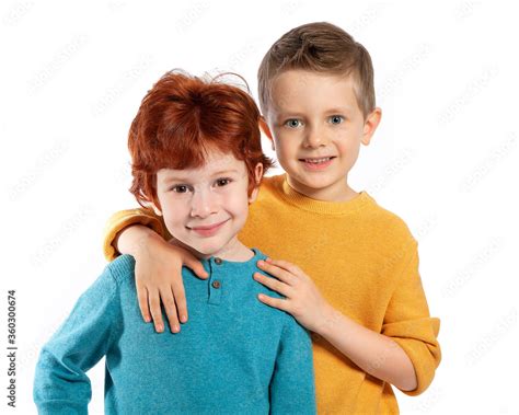 Two Boys 5 And 6 Years Old Portrait Of Two Beautiful Children On A