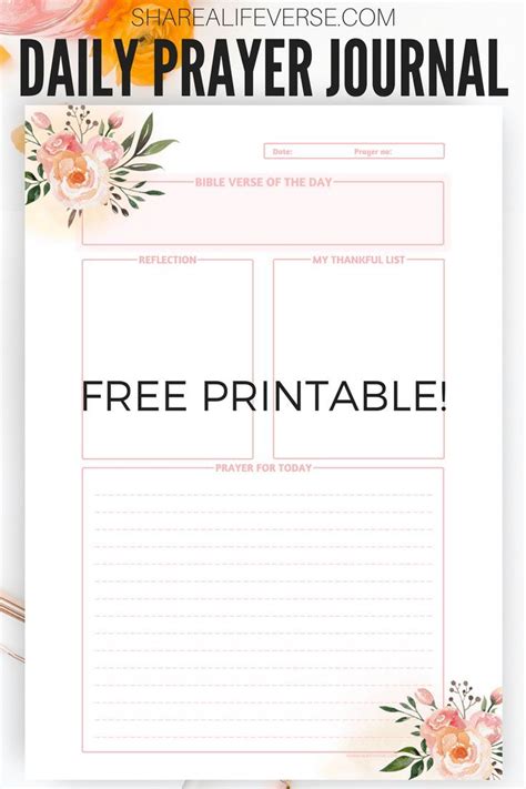 We never know what plans the enemy may have to try to steal our peace and joy or to try to pull us away from serving god. Get your free printable daily prayer journal, with space ...