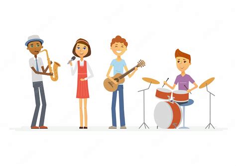 Premium Vector School Music Band Cartoon People Characters Isolated