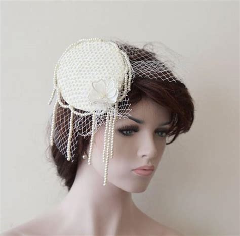 Wedding Fascinator Cap Ivory Pearl Lace Bridal Hat Fascinator Hat