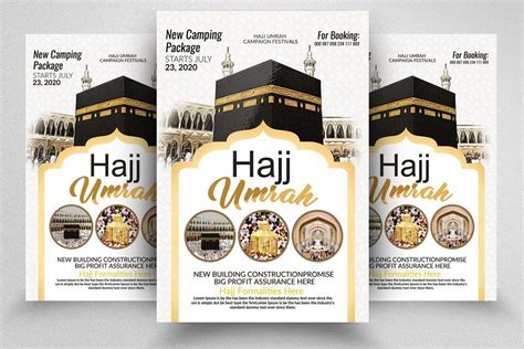 Three Flyers For An Islamic Festival With The Name Haj Mubaran On Them