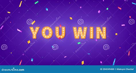 You Win Template 3d Marquee Light Bulb Text For Winner Congratulations