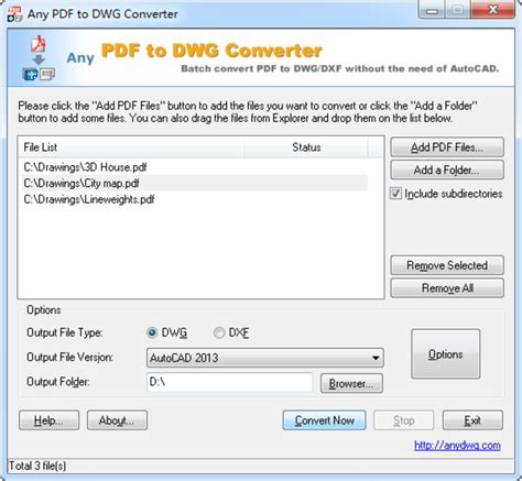 Converts the whole pdf document, a range of pages or one page into separate dwg/dxf files. Any PDF to DWG Converter - 無料・ダウンロード