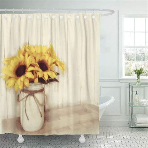 Suttom Cabin Rustic Country Sunflowers Mason Old Store Barn Wood Shower