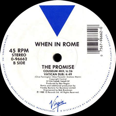 When In Rome The Promise 12 Inch Us Single 1988