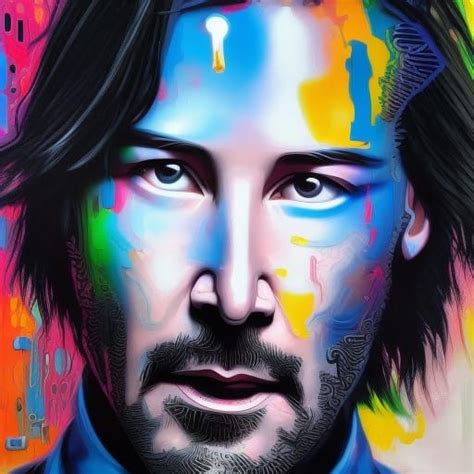 Cyberpunk Keanu Reeves Portrait Flat Expression Ai Generated Artwork