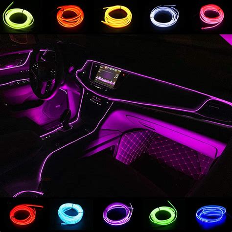 5m Led Strip Neon Rope Lights Car Interior Flex Glow El Wire Tube Lamp