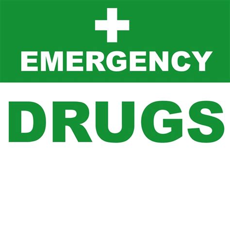 Sign Emergency Drugs Laminated A4 Medical Products