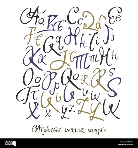 Handwritten Calligraphy Full Latin Alphabet With Sample Text Words