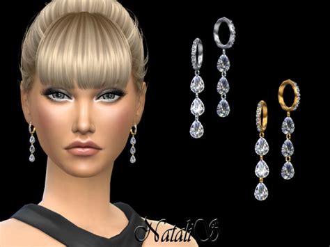 The Sims Resource Pear Cut Diamond Drop Earrings By Natalis • Sims 4