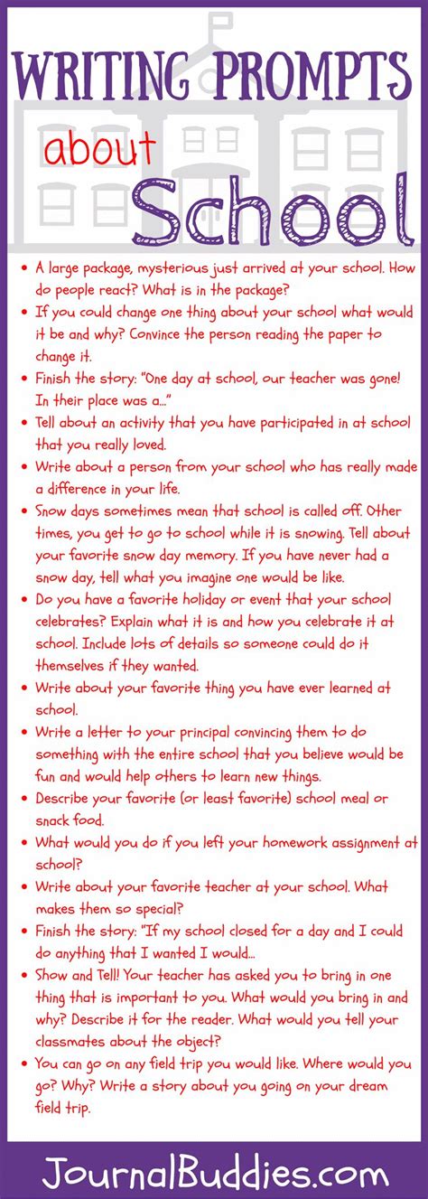 Writing Prompts About School Writing Prompts For Kids Fun Writing