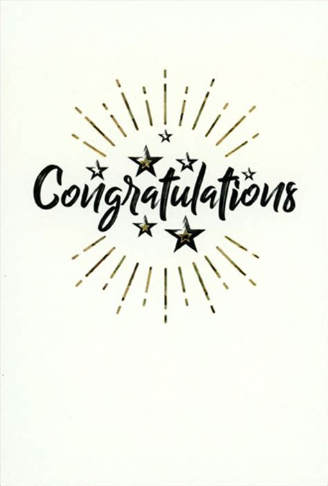 Pictura Black Congratulations And Stars With Gold Foil Starbursts