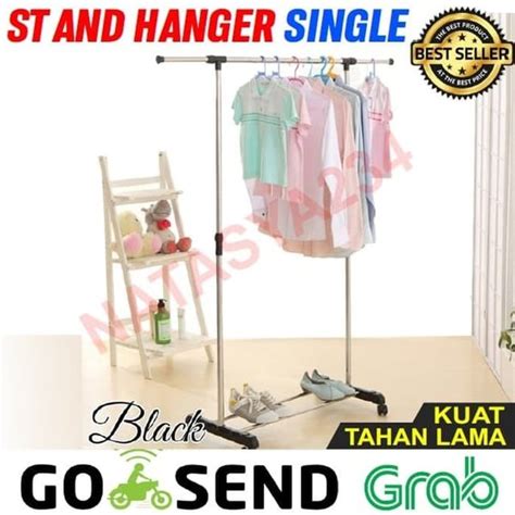 Jual HABISKAN STOK Stand Hanger Single Gantungan Baju Rak Serbaguna Ada