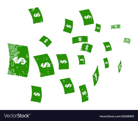 Flying Dollar Banknotes Grunge Icon Royalty Free Vector