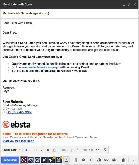 How To Use Send Later Ebsta Knowledge Base