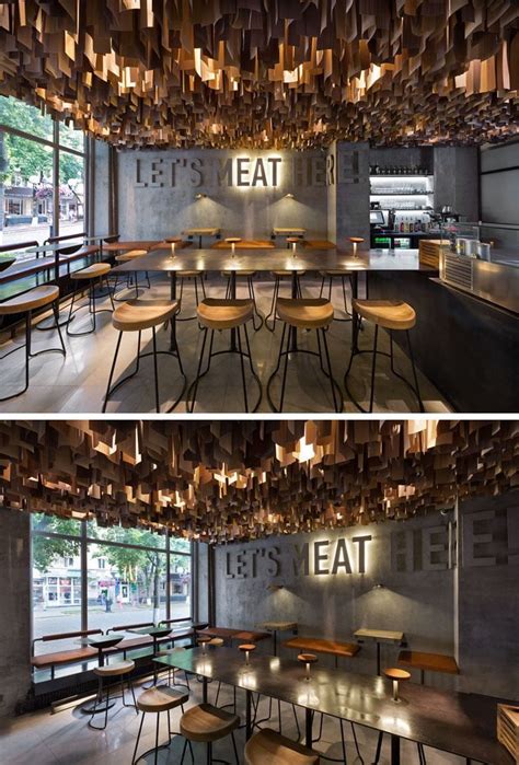 This Contemporary Restaurant Has An Artistic Ceiling Detail Made From