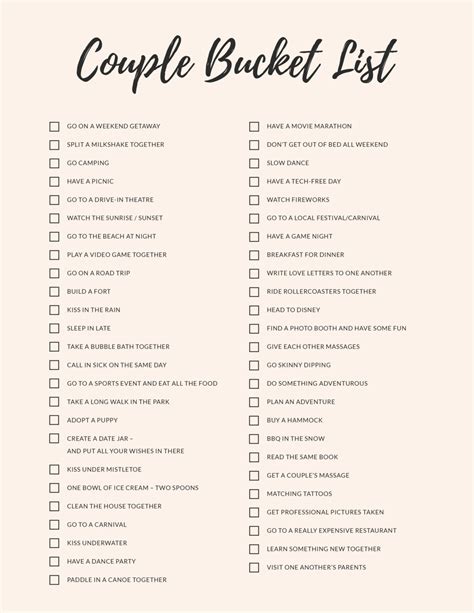 100 Bucket List Ideas For Couples