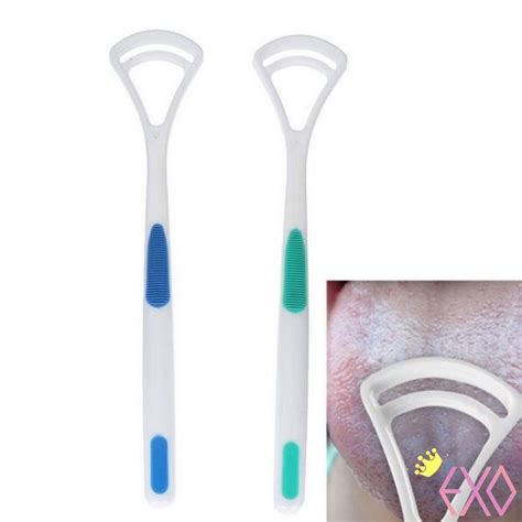 Using a mirror look for areas of the tongue with the most buildup of debris. 2Pcs Tongue Cleaner Bad Breath Away Hand Scraper Brush ...