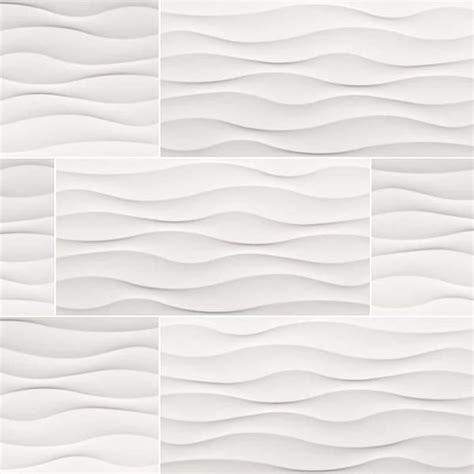 Dymo Wavy White Large Format Ceramic Tile Feature Contemporary Lines In