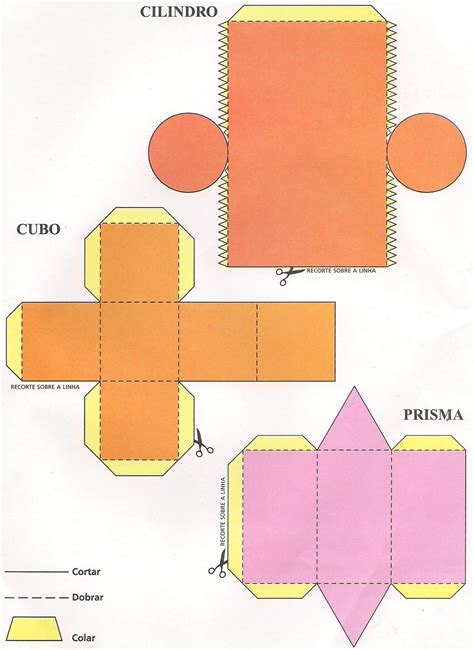 Molde De Cilindro Prisma E Cubo Para Imprimir Recortar E Montar