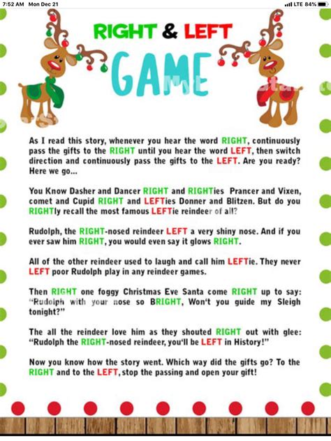 Instant Download Winter Right And Left Story Game Christmas Party