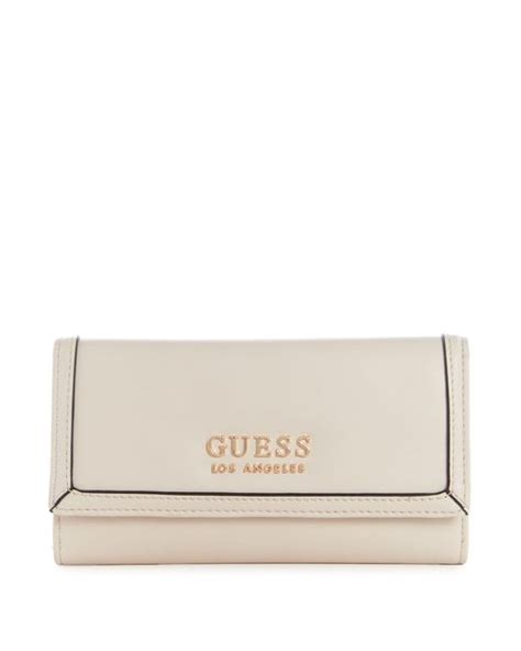 Guess Factory Leather Milena Slim Clutch In White Natural Lyst