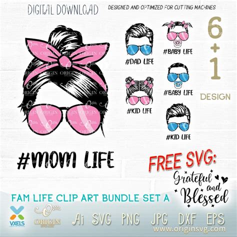 Download Fam life Svg | Dad Mom Life svg | Kids svg | Bun Hair ...