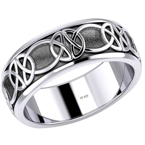 New Mens 8mm 0925 Sterling Silver Irish Celtic Knot Spinner Ring Band