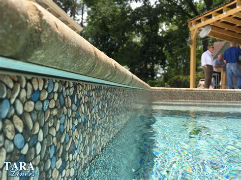 A gunite pool is permanent and is made with concrete and plaster and is usually more expensive to build. Ocean Wave pool liner with no tile option | Pool liners ...