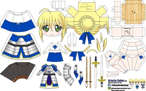 Saber Paper Doll Anime Mô Hình Dễ Thương