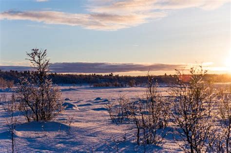 Premium Photo Winter Sunset In Nuorgam Lapland Finland