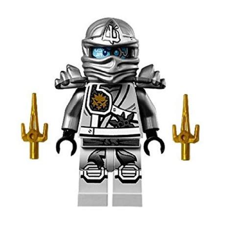 Lego Ninjago Minifigure Zane Titanium Ninja With Gold Sai Weapons