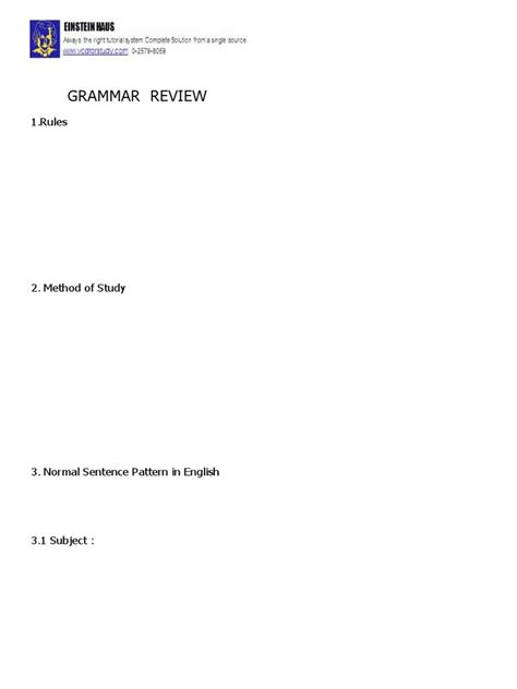 Grammar Review 1 Pdf Syntactic Relationships Philology