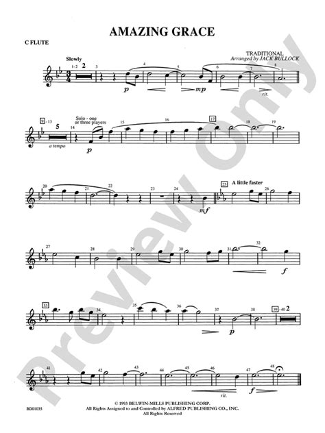 Amazing Grace Flute Flute Part Digital Sheet Music Download