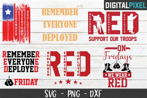 Red Friday Bundle Svg Png Dxf Circut Cut Support Our Troops