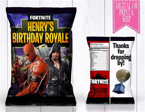 Downloadable fortnite chip bag template. FORTNITE CHIP BAG S8 Personalized | Chip bags