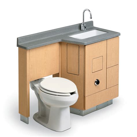 With solid plastic, open front. Lavatory, Fixed Water Closet Comby - Bradley Corporation