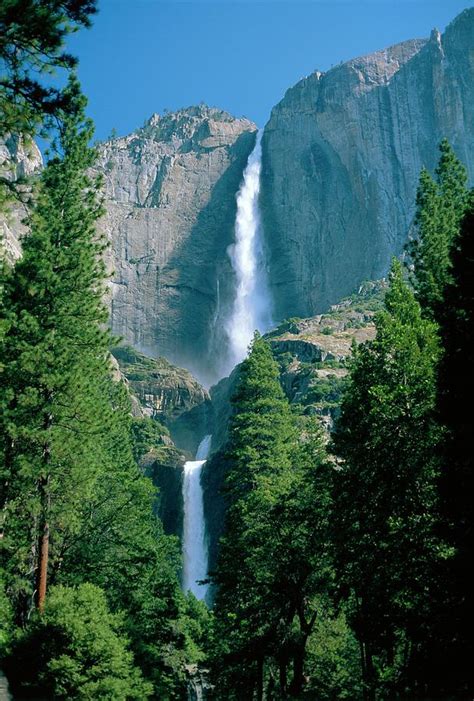 Waterfalls At The Upper And Lower Yosemite Falls Photograph By Ruth